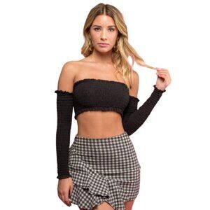 Siempre Golden Magdalena Festival Long Sleeve Top Shirt Smocked One Size Women's